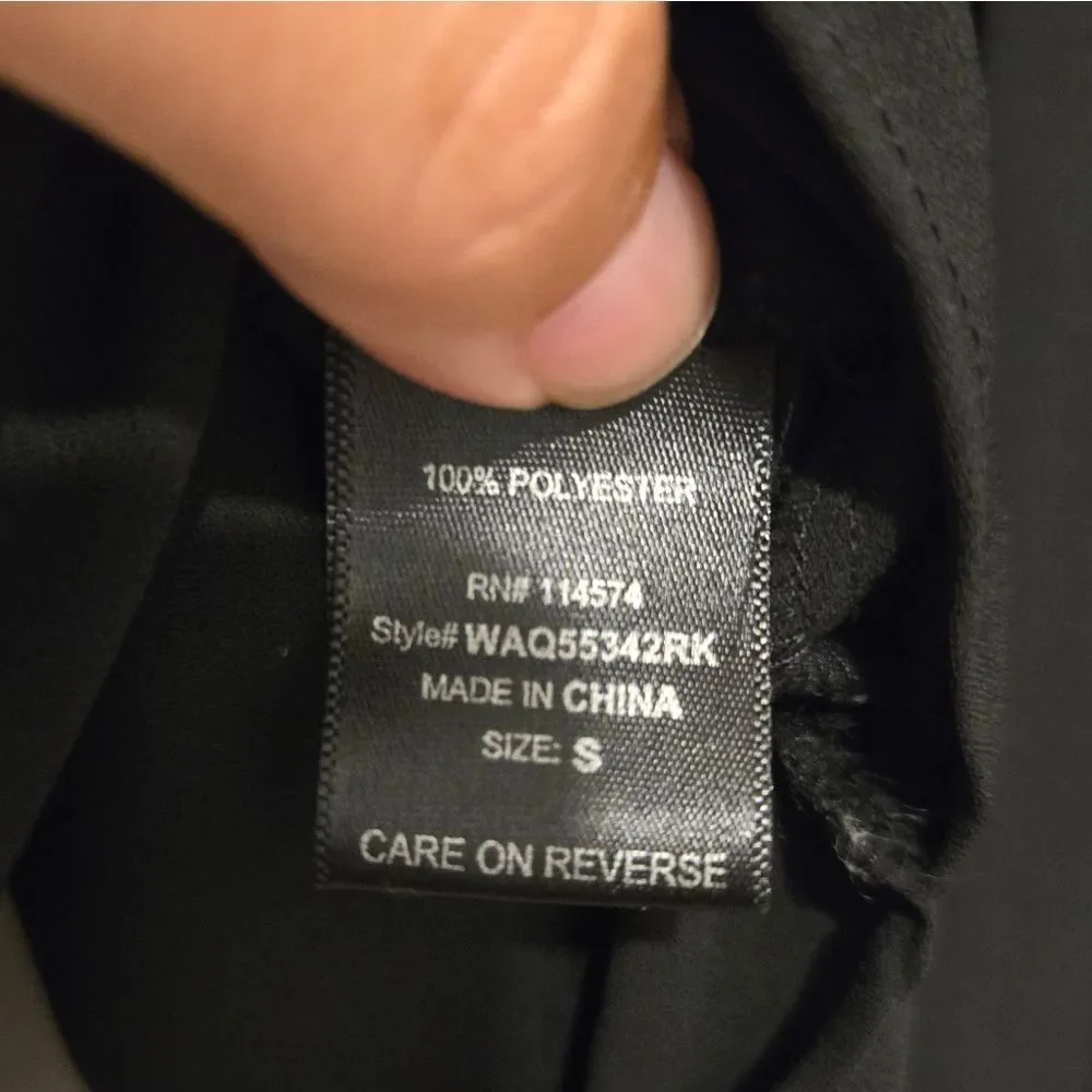 Pleione High Low Black Long Sleeve Button Up Blouse With Back Pleated Detail - Picture 7 of 10